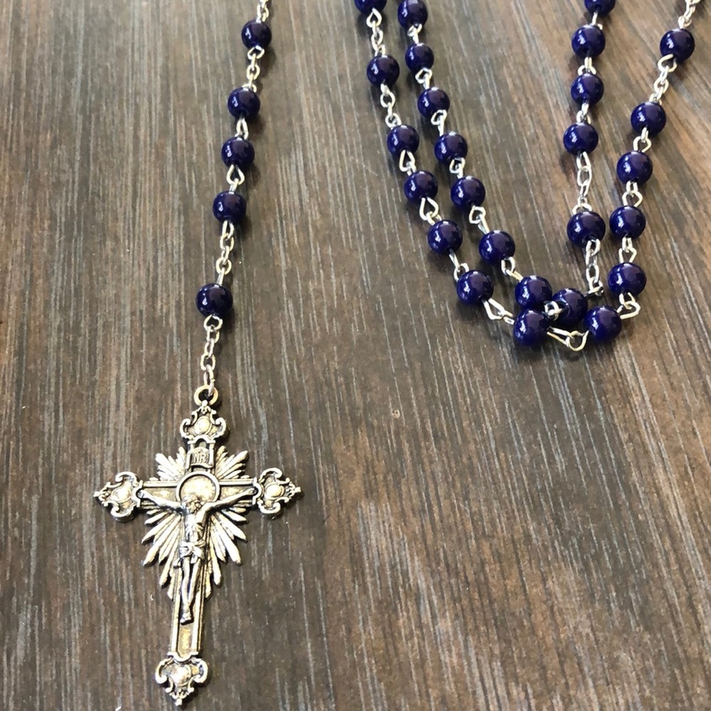 Rosary 📿 Italy 🇮🇹 blue & silver